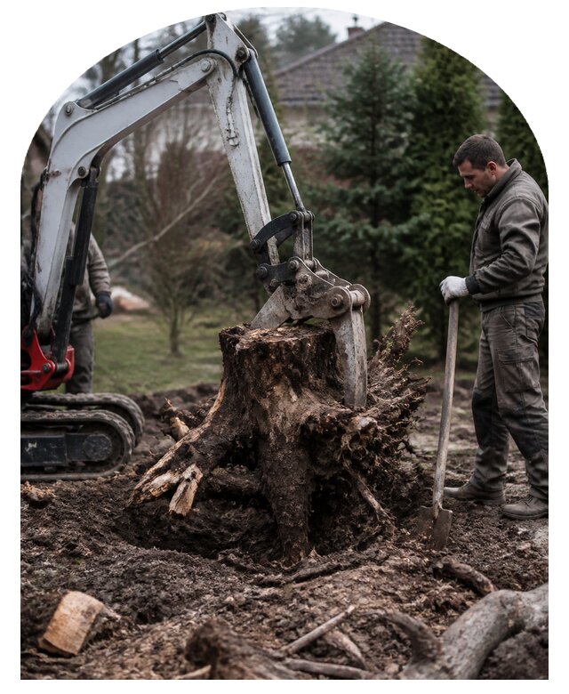 Корчевание пней на участке с вывозом и расчисткой в Щёлкове
